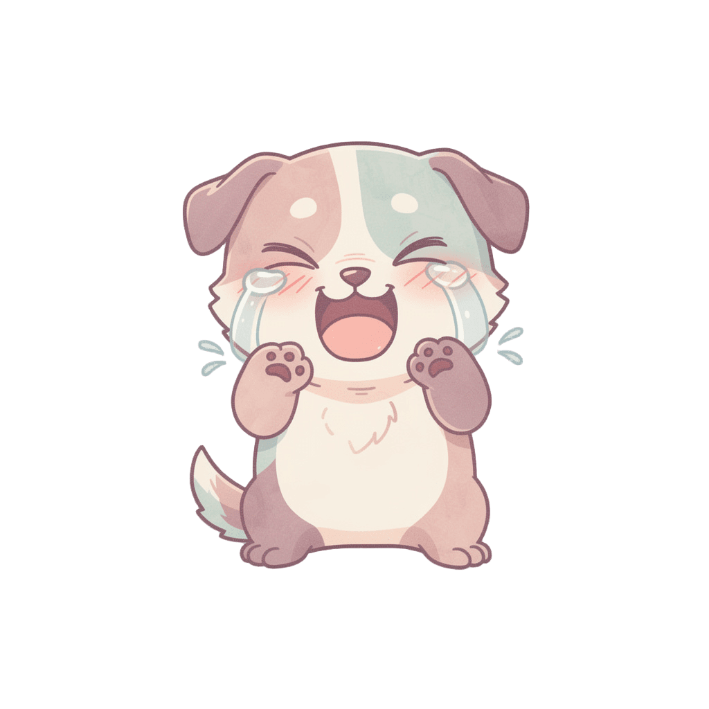 Dog — laughing Dog Twitch emote — laughing, Pastel style