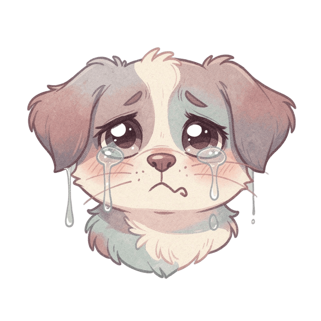 Dog — sad Dog Twitch emote — sad, Pastel style