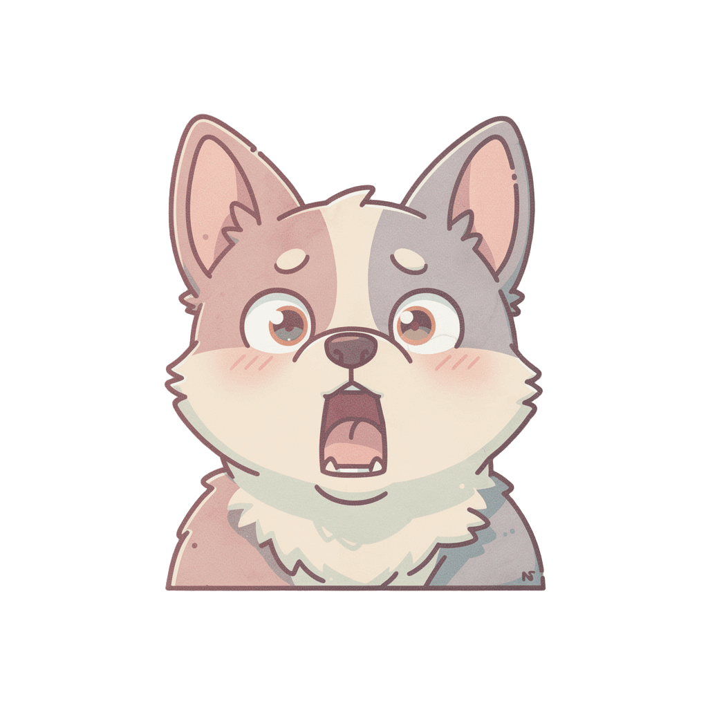 Dog — surprised Dog Twitch emote — surprised, Pastel style