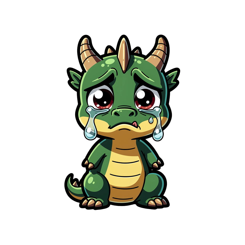 Dragon — sad Dragon Twitch emote — sad, Cartoon style