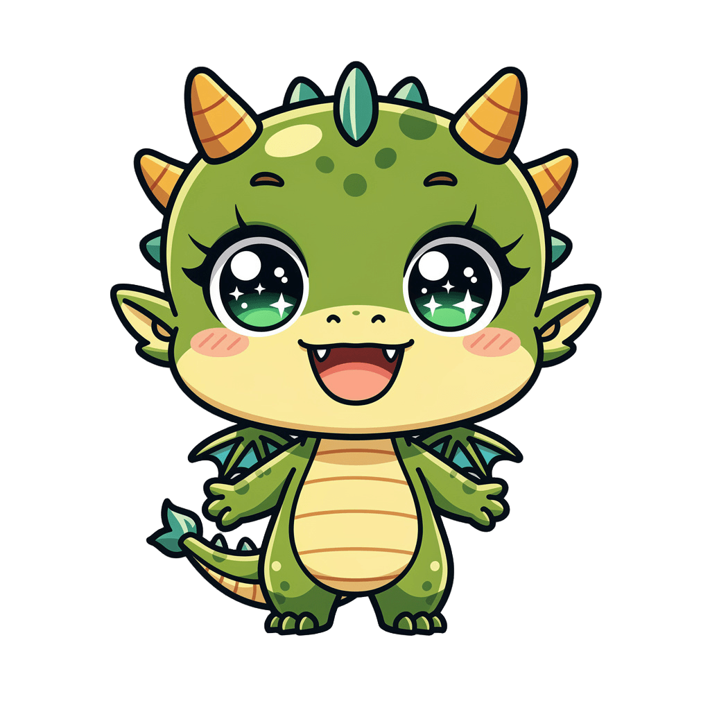 Dragon — happy Dragon Twitch emote — happy, Chibi style