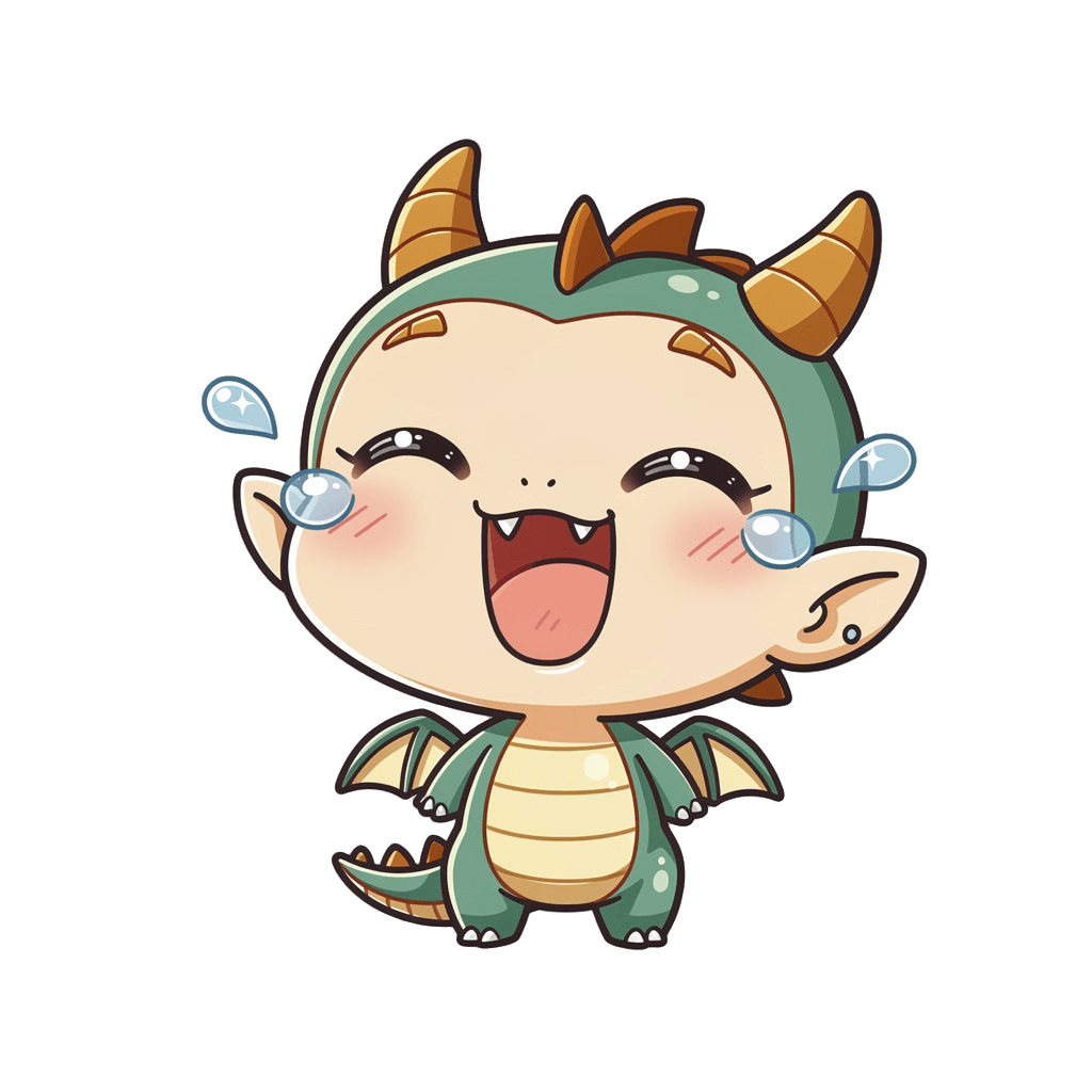 Dragon — laughing Dragon Twitch emote — laughing, Chibi style