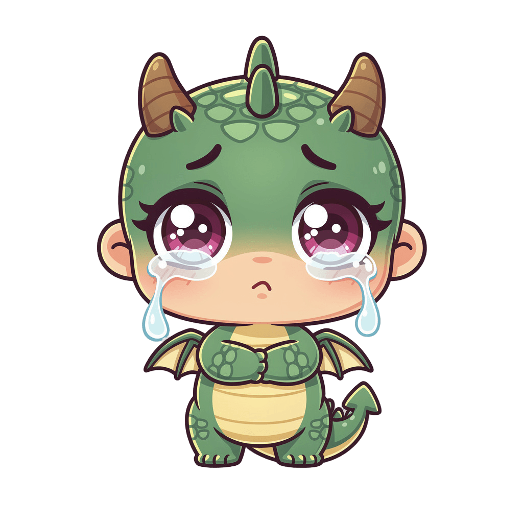 Dragon — sad Dragon Twitch emote — sad, Chibi style