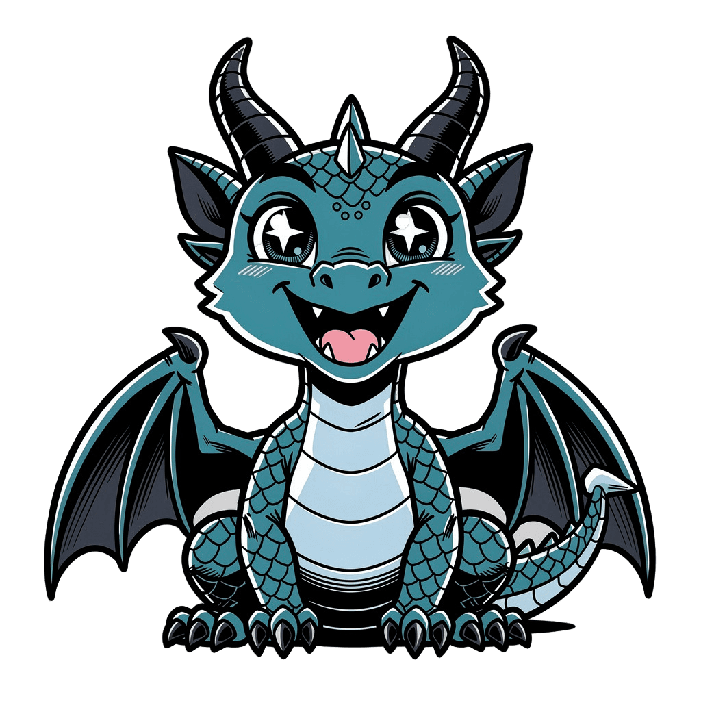 Dragon — happy Dragon Twitch emote — happy, Comic style