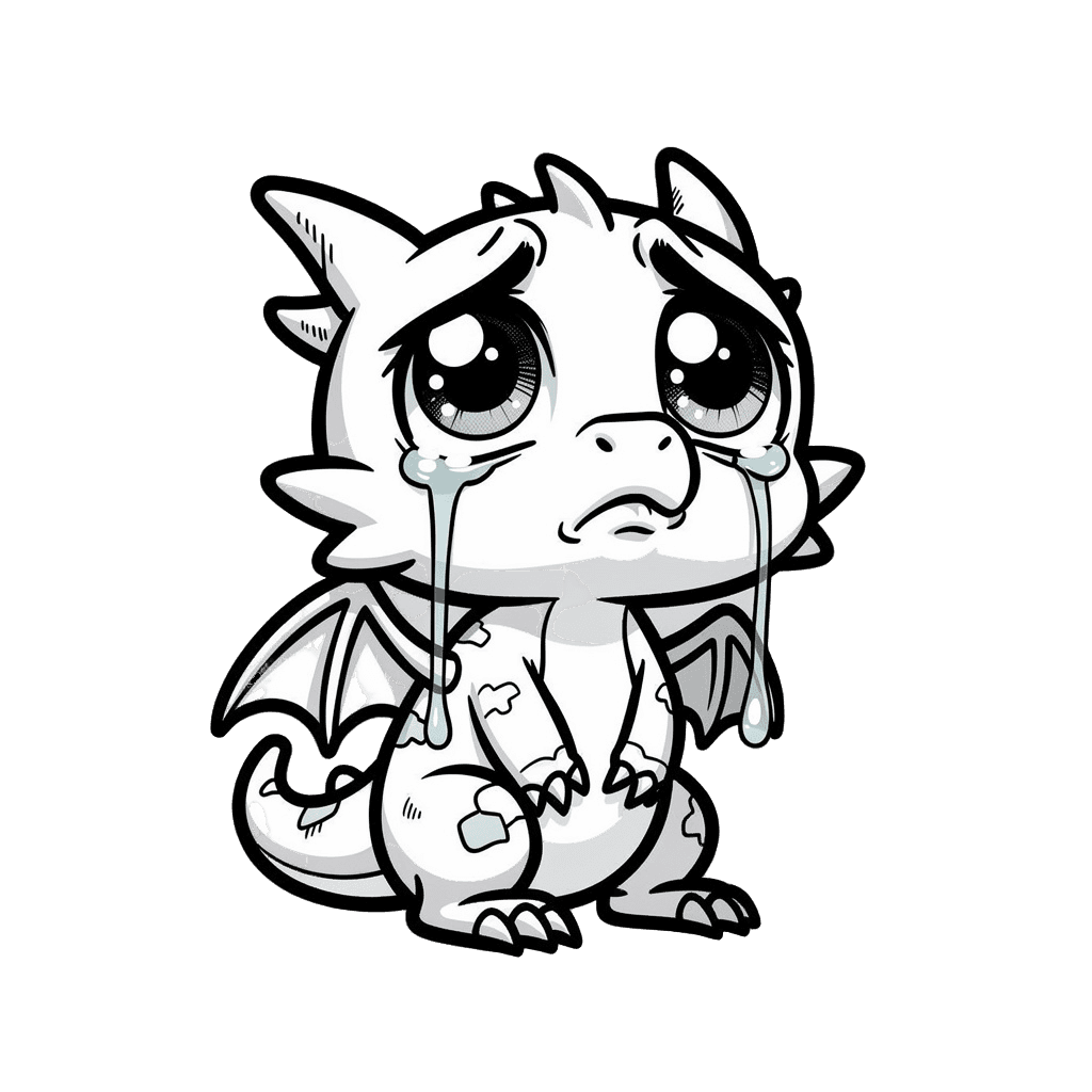 Dragon — sad Dragon Twitch emote — sad, Comic style
