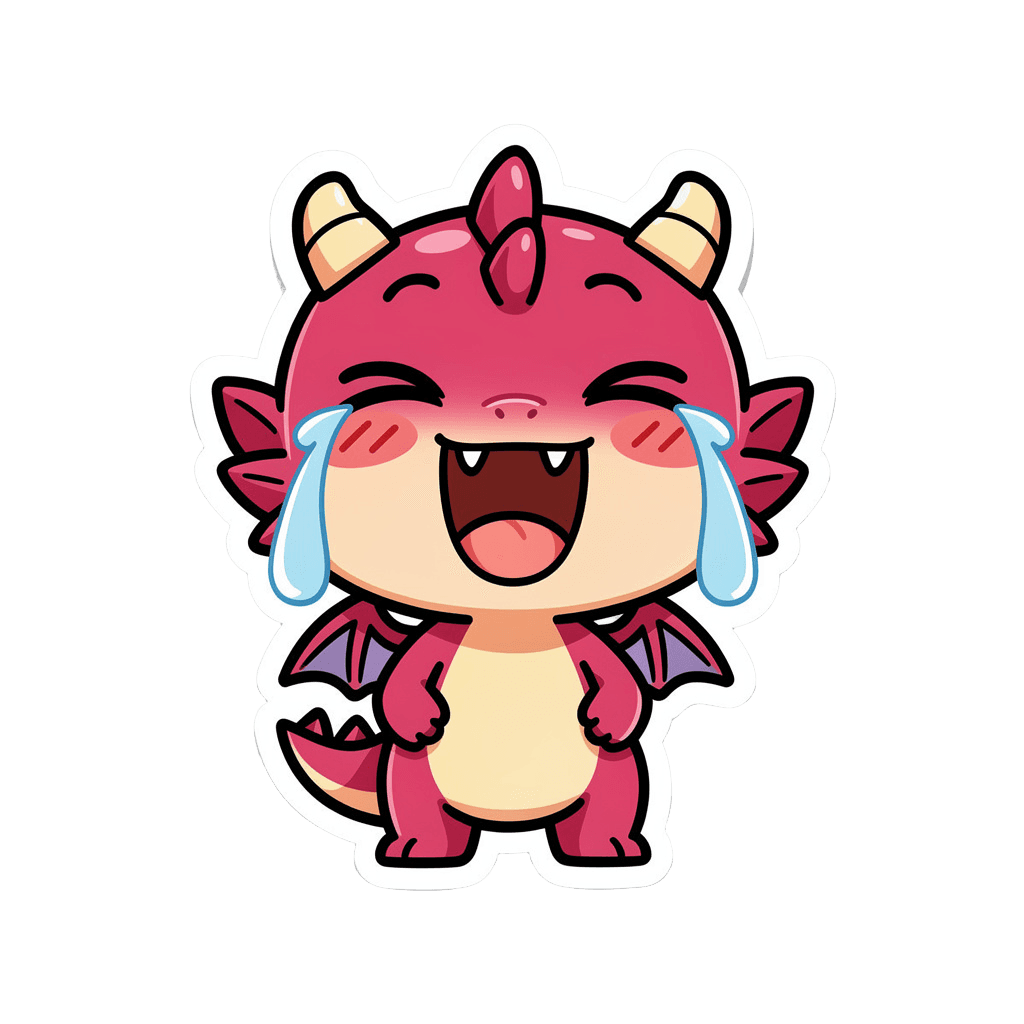 Dragon — laughing Dragon Twitch emote — laughing, Sticker style