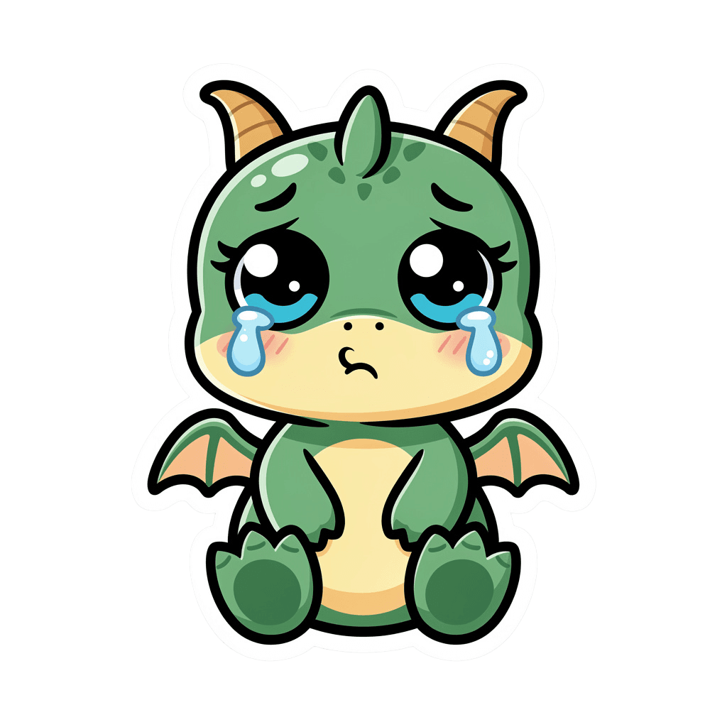 Dragon — sad Dragon Twitch emote — sad, Sticker style