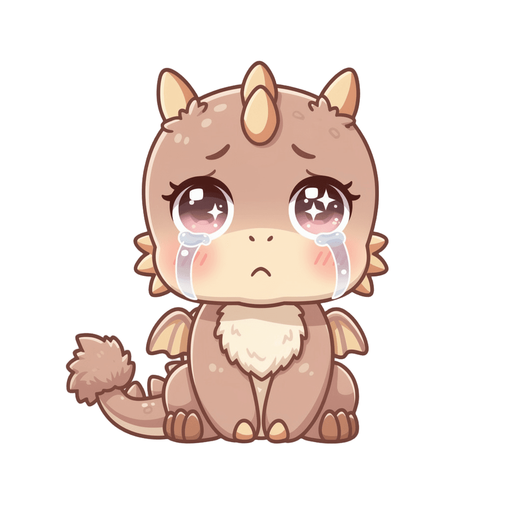 Dragon — sad Dragon Twitch emote — sad, Kawaii style