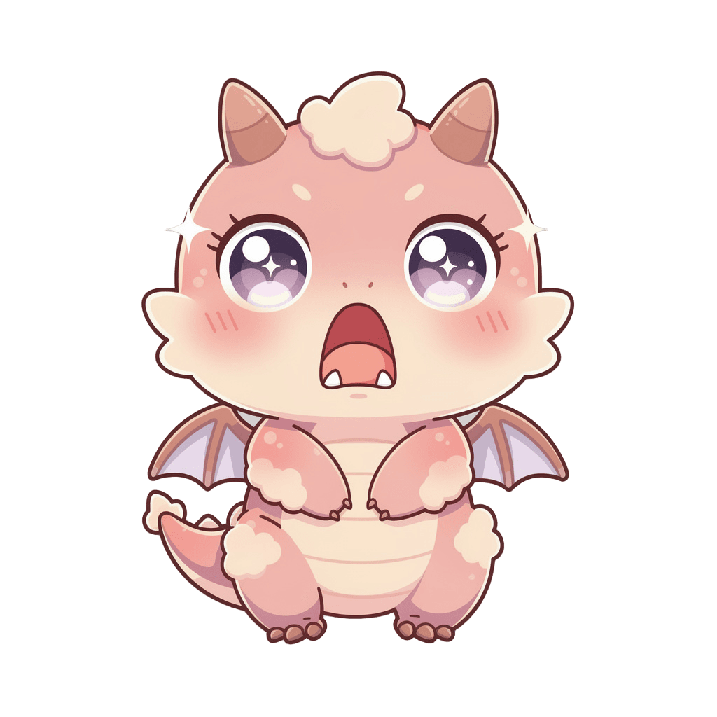 Dragon — surprised Dragon Twitch emote — surprised, Kawaii style