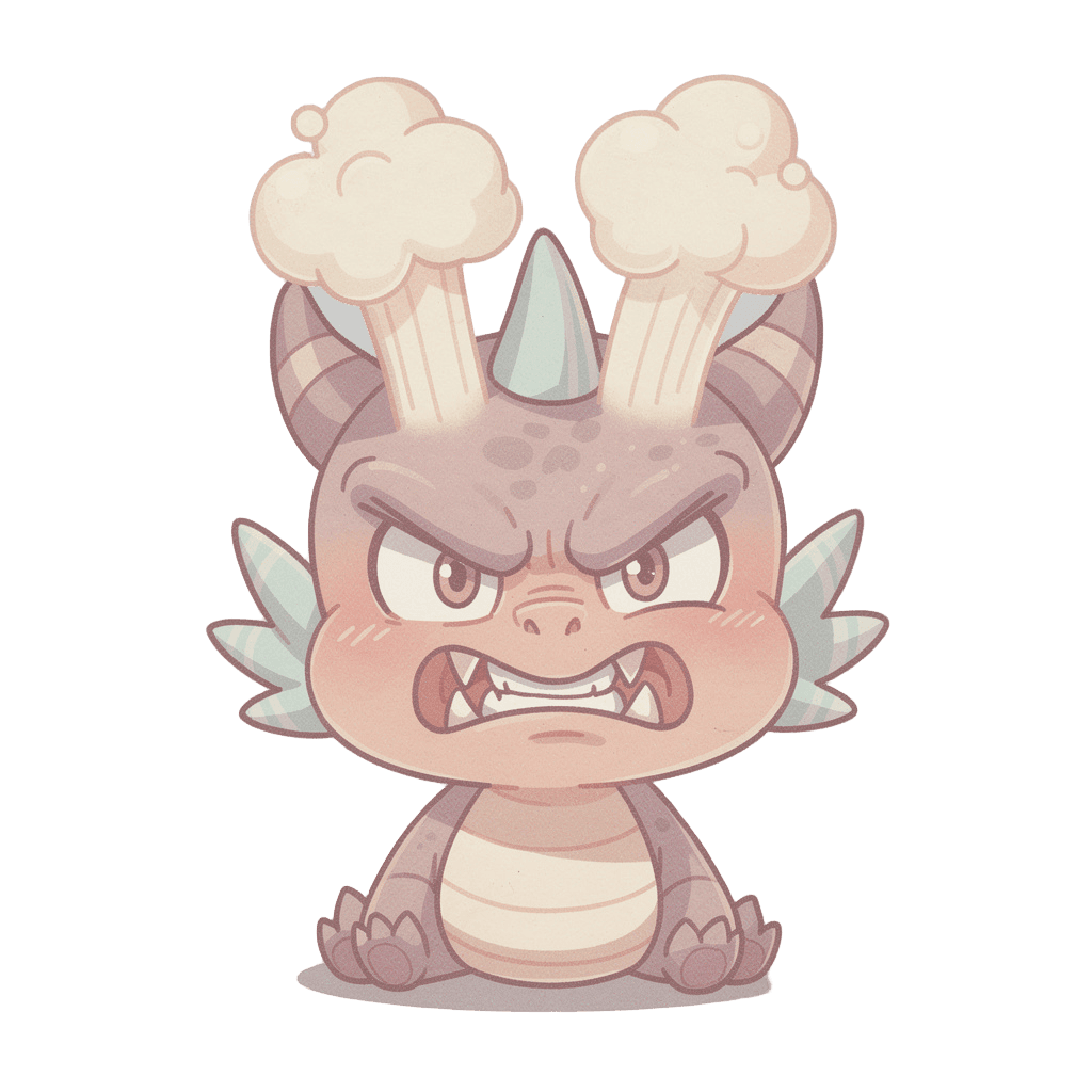 Dragon — angry Dragon Twitch emote — angry, Pastel style