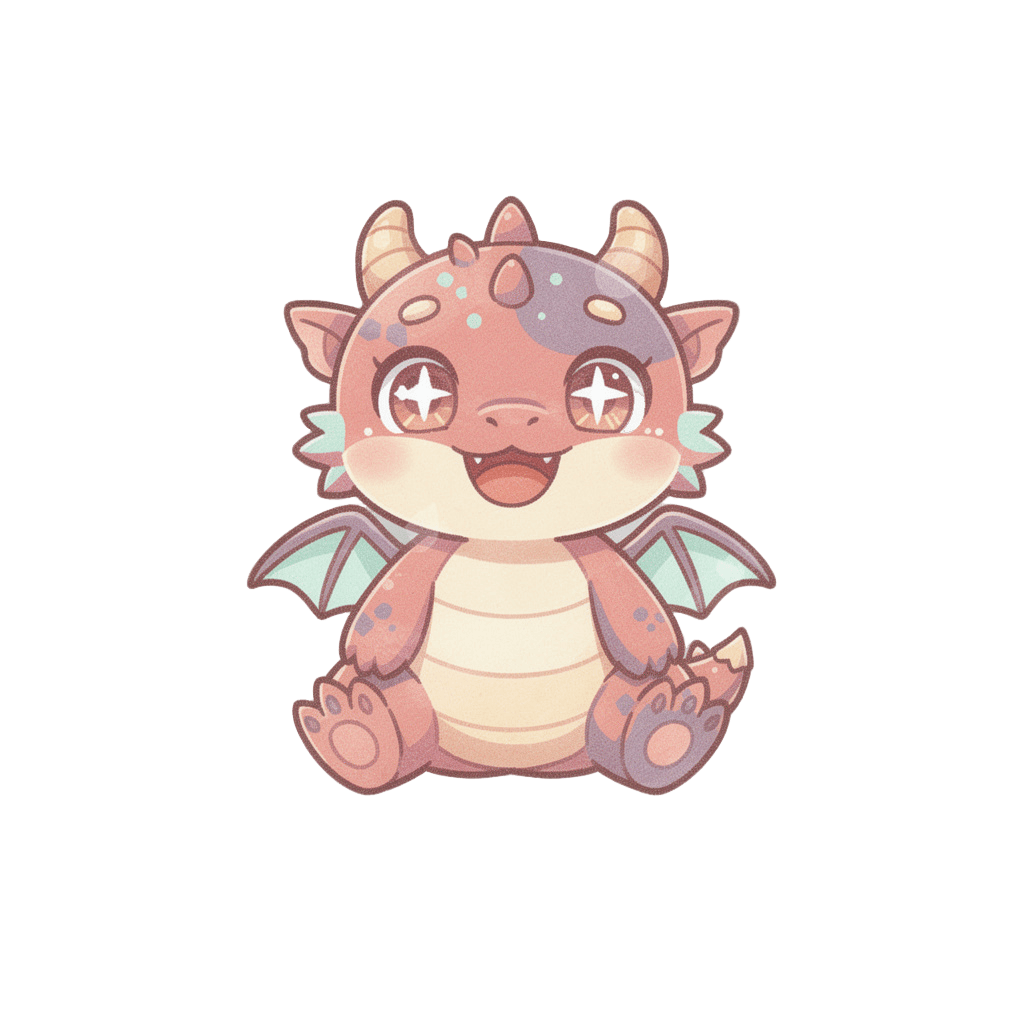 Dragon — happy Dragon Twitch emote — happy, Pastel style