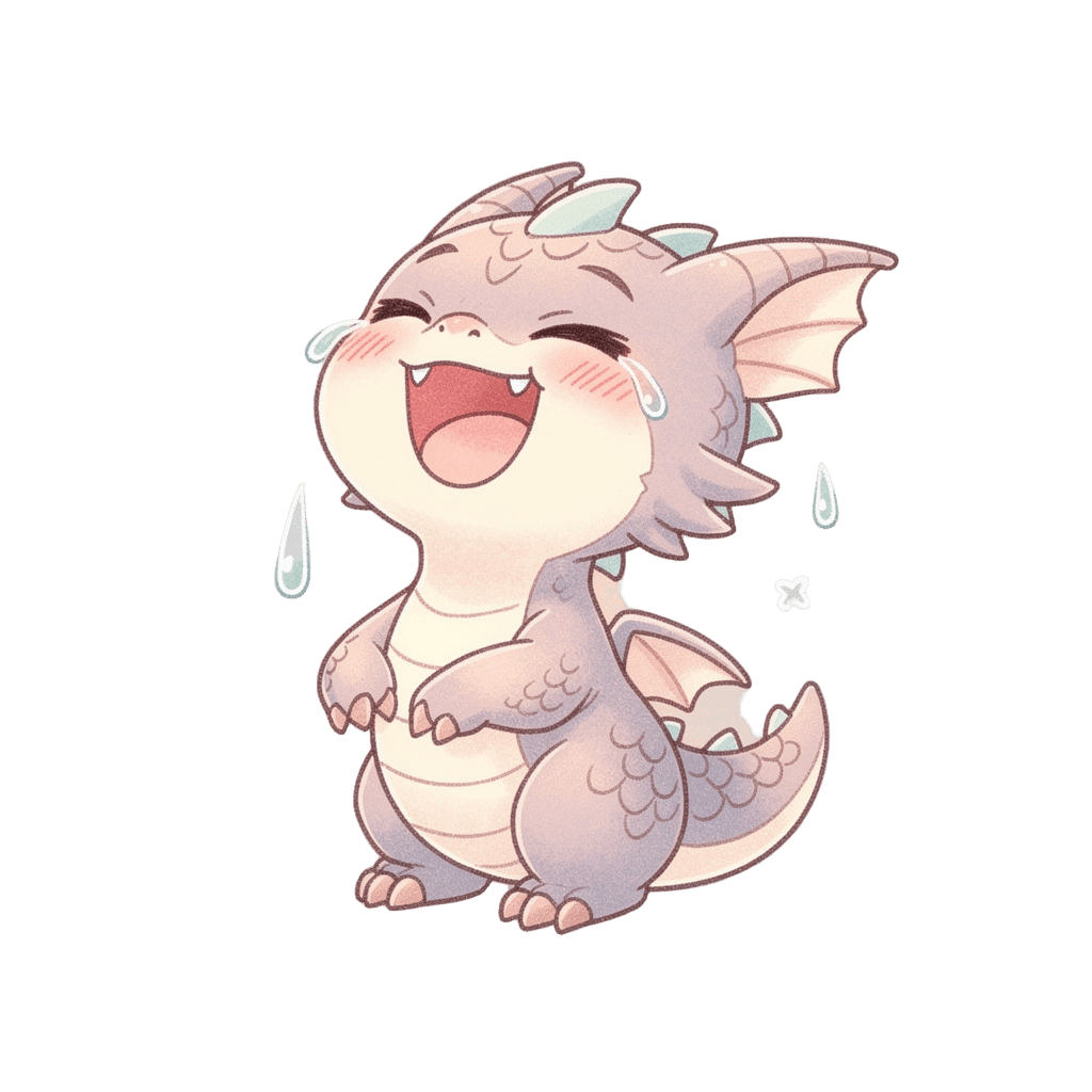 Dragon — laughing Dragon Twitch emote — laughing, Pastel style
