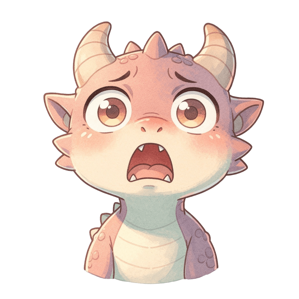 Dragon — surprised Dragon Twitch emote — surprised, Pastel style