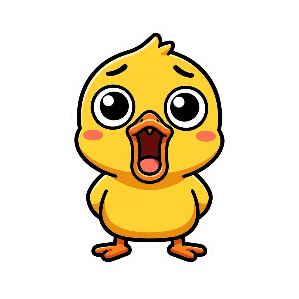 Duck — surprised Duck Twitch emote — surprised, Sticker style