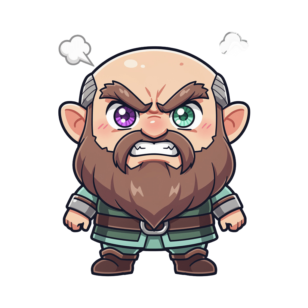 Dwarf — angry Dwarf Twitch emote — angry, Anime style