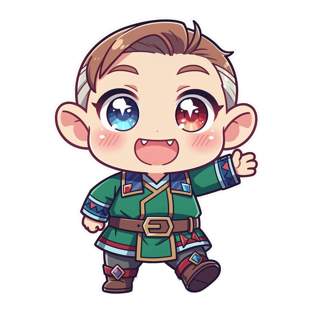 Dwarf — happy Dwarf Twitch emote — happy, Anime style