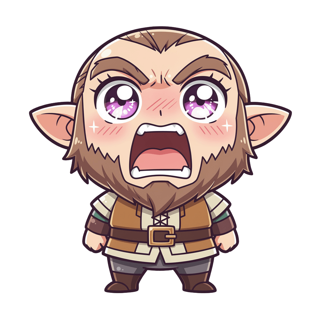 Dwarf — surprised Dwarf Twitch emote — surprised, Anime style