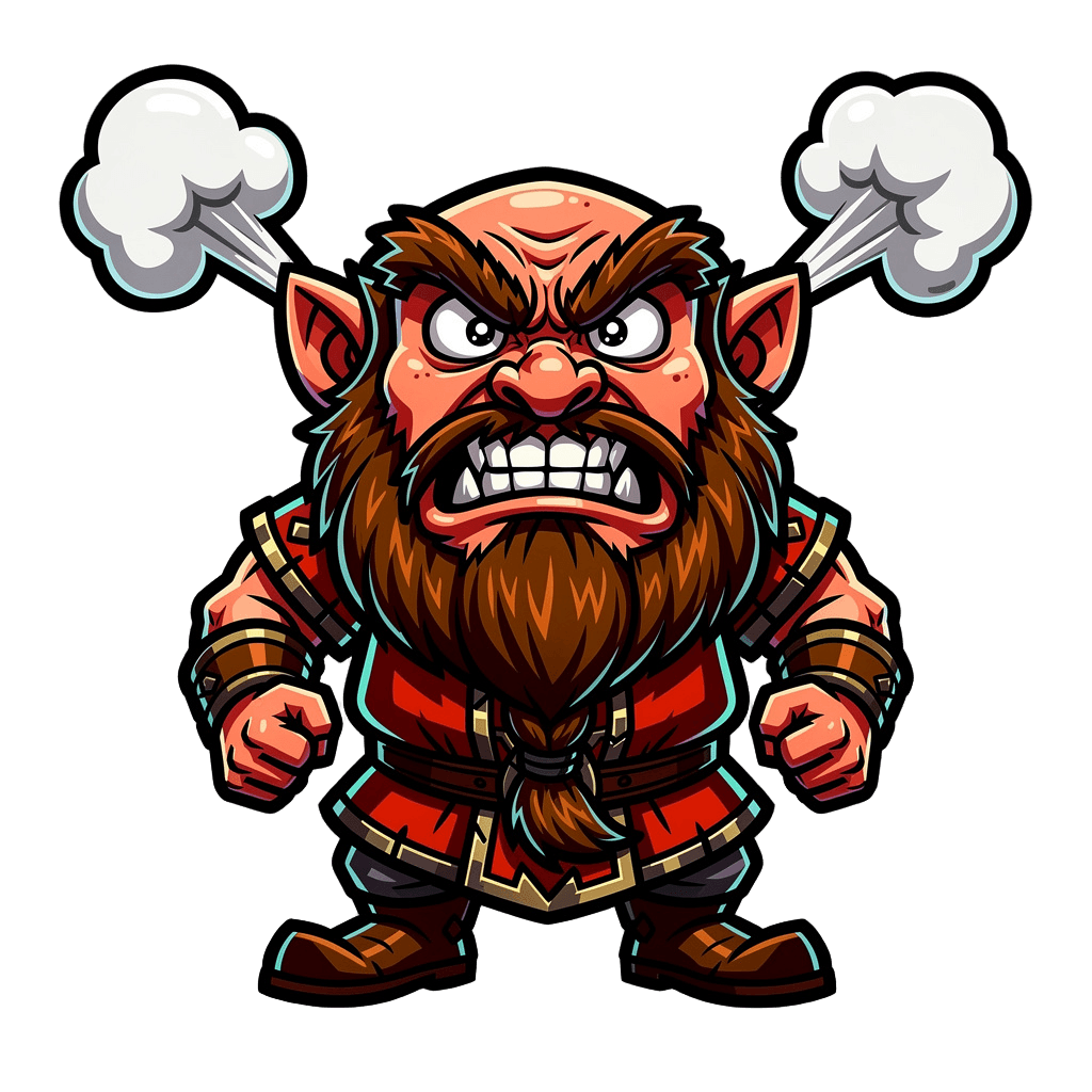 Dwarf — angry Dwarf Twitch emote — angry, Cartoon style
