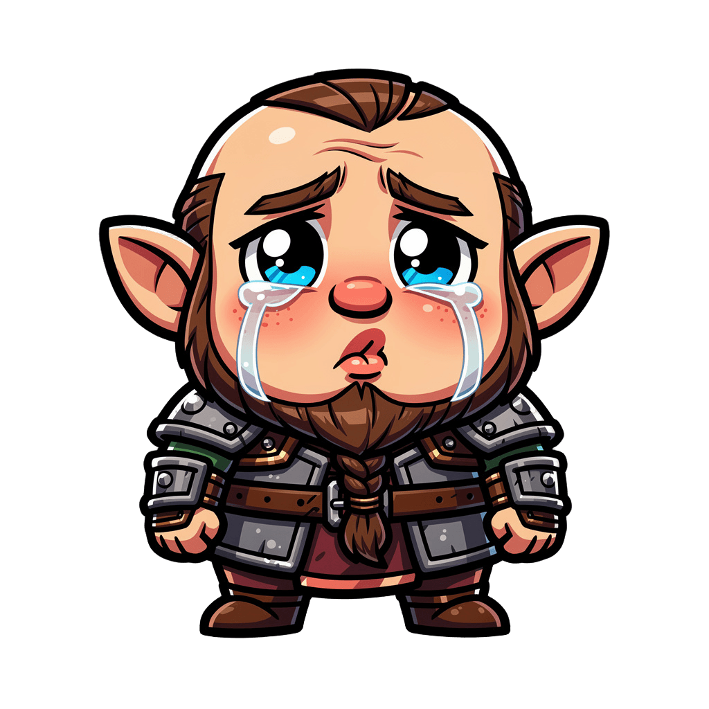 Dwarf — sad Dwarf Twitch emote — sad, Cartoon style