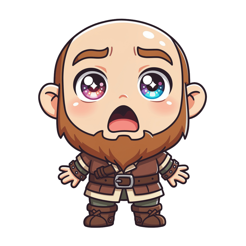 Dwarf — surprised Dwarf Twitch emote — surprised, Chibi style