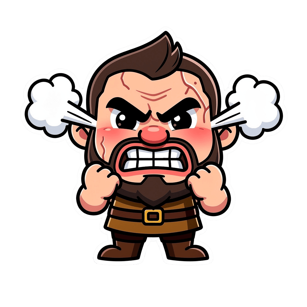 Dwarf — angry Dwarf Twitch emote — angry, Sticker style