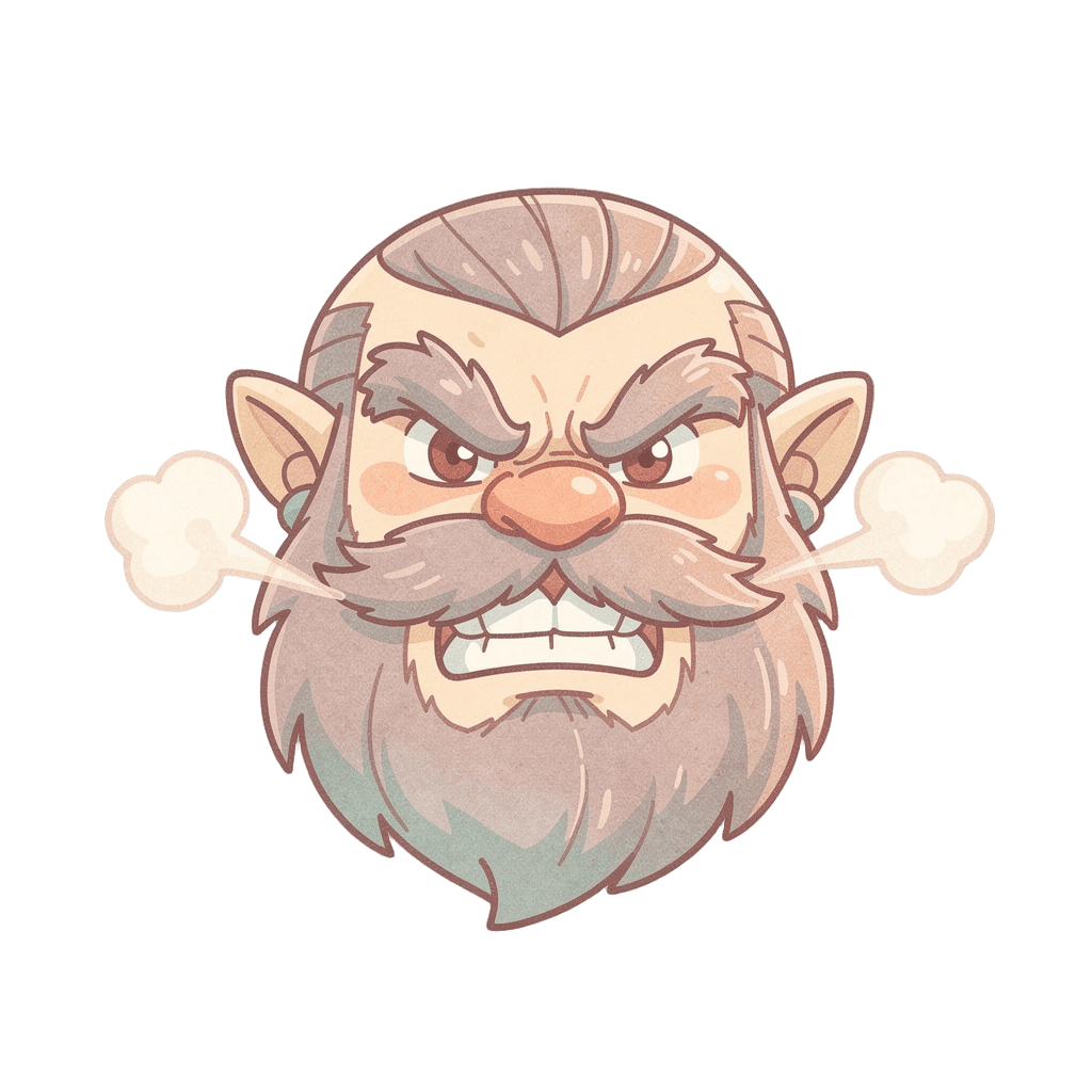 Dwarf — angry Dwarf Twitch emote — angry, Pastel style