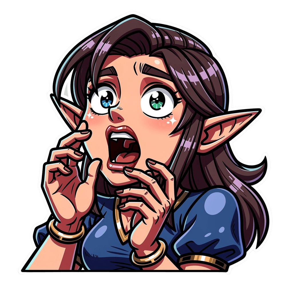 Elf — surprised Elf Twitch emote — surprised, Cartoon style