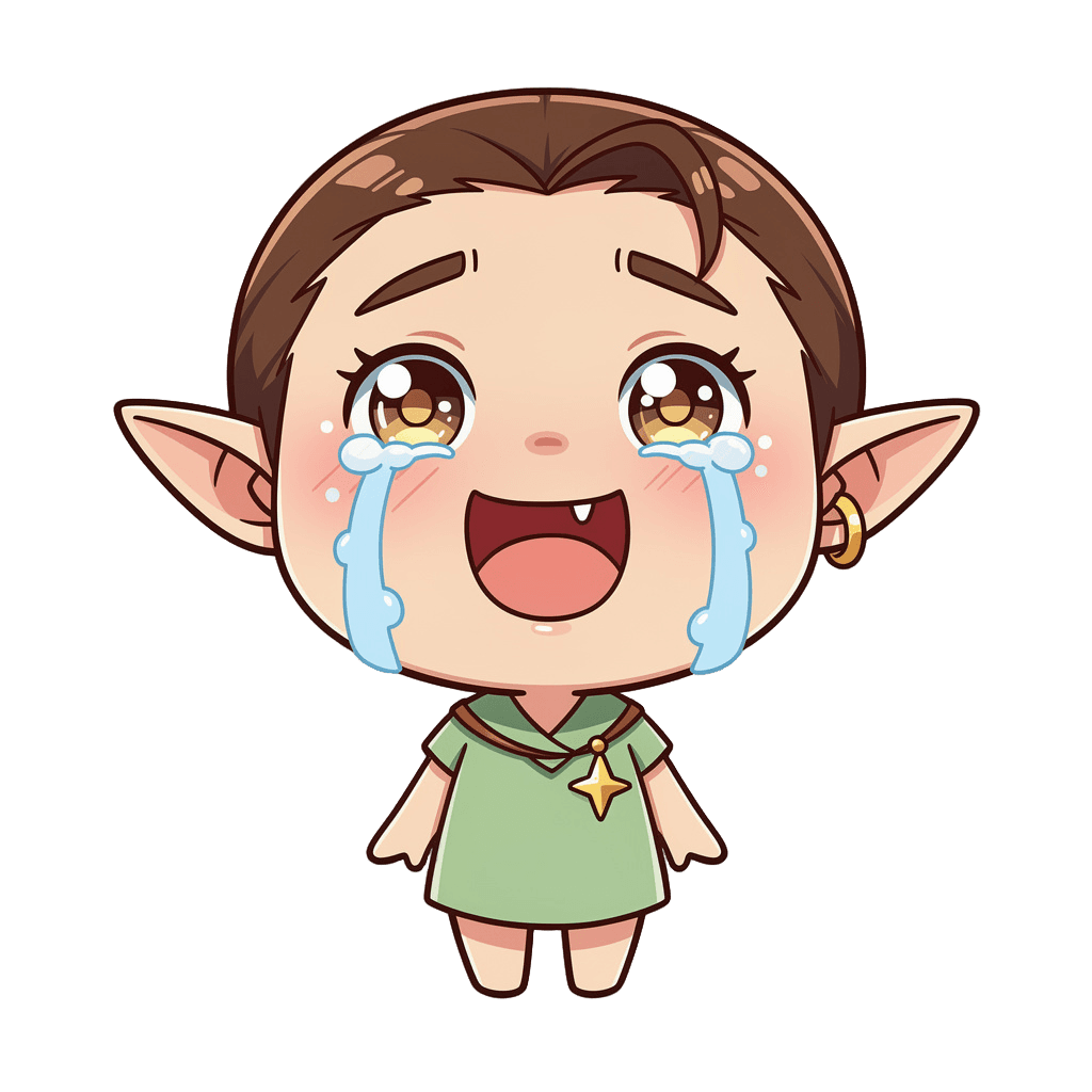 Elf — laughing Elf Twitch emote — laughing, Chibi style