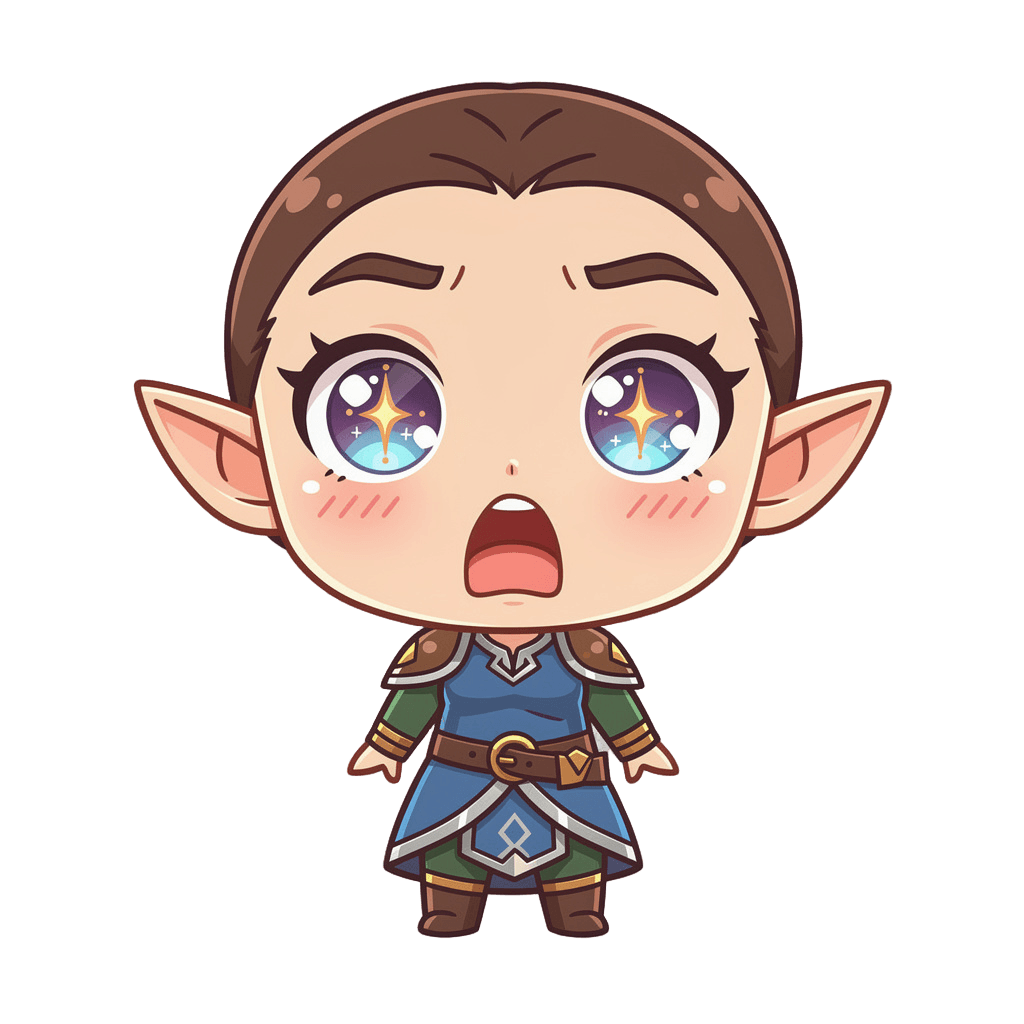 Elf — surprised Elf Twitch emote — surprised, Chibi style