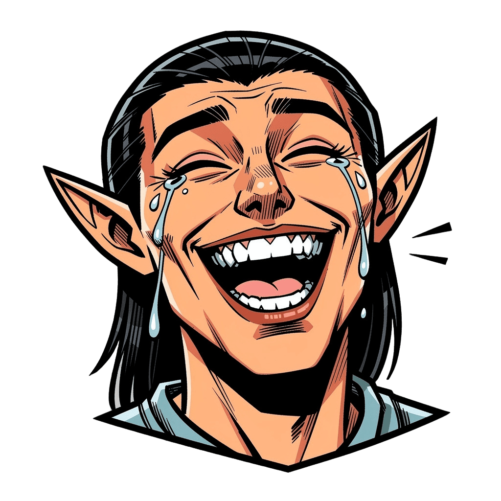 Elf — laughing Elf Twitch emote — laughing, Comic style
