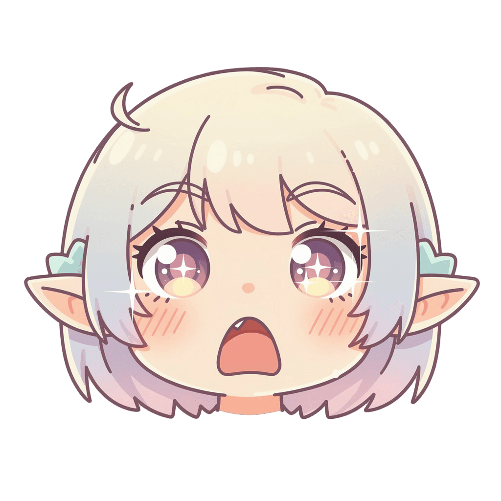 Elf — surprised Elf Twitch emote — surprised, Kawaii style