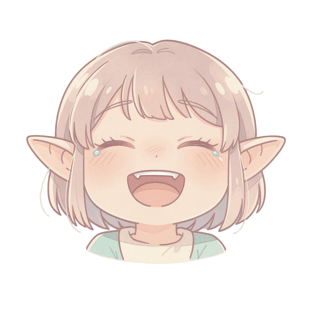 Elf — laughing Elf Twitch emote — laughing, Pastel style