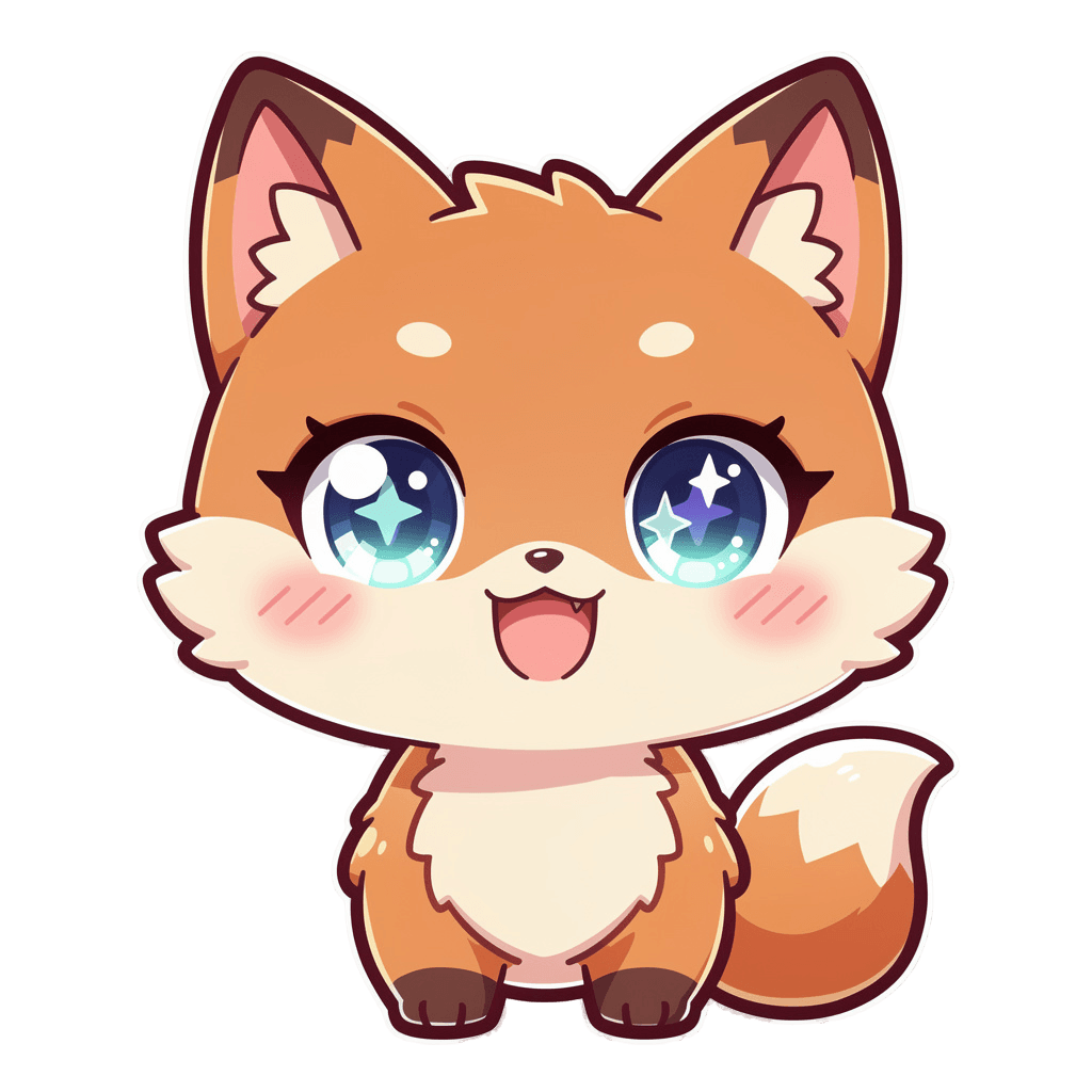 Fox — happy Fox Twitch emote — happy, Anime style