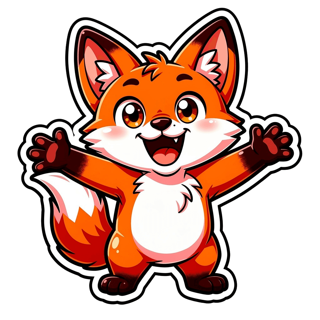 Fox — happy Fox Twitch emote — happy, Cartoon style
