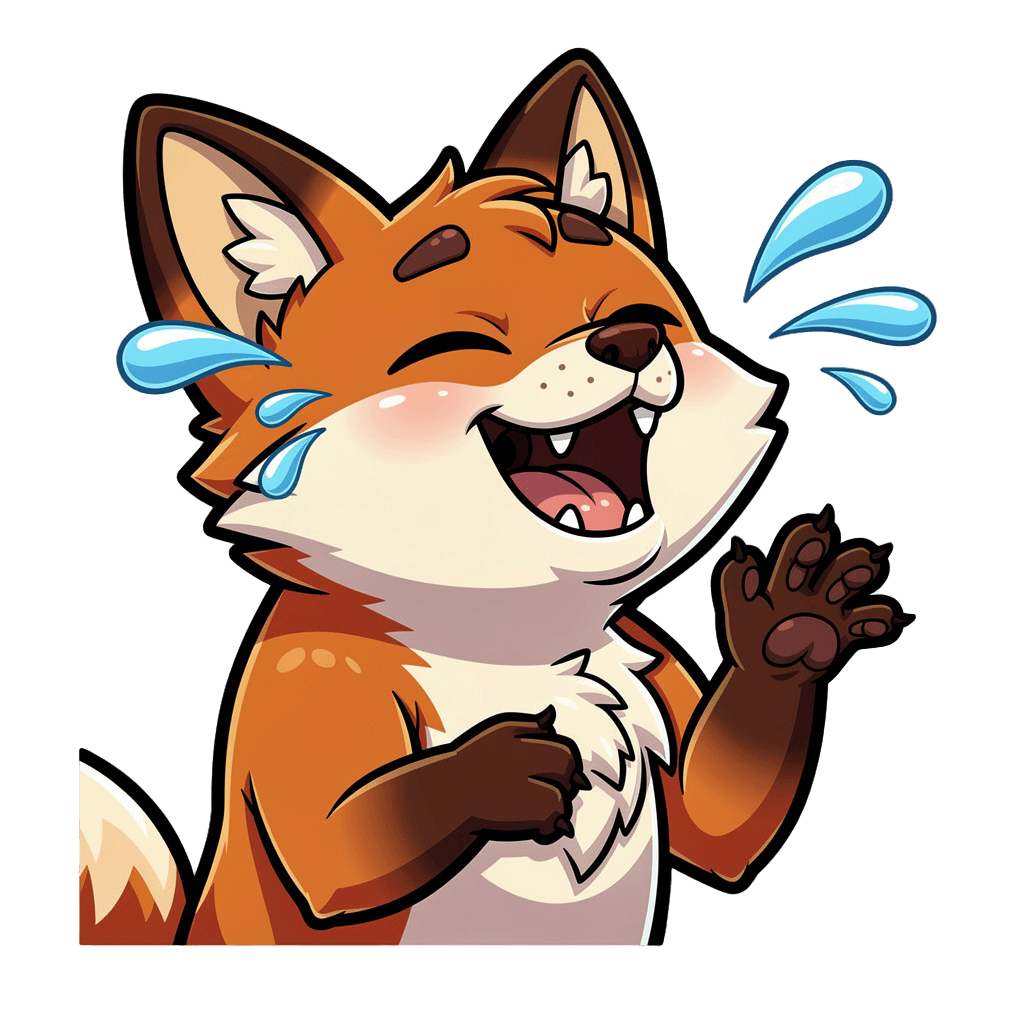 Fox — laughing Fox Twitch emote — laughing, Cartoon style