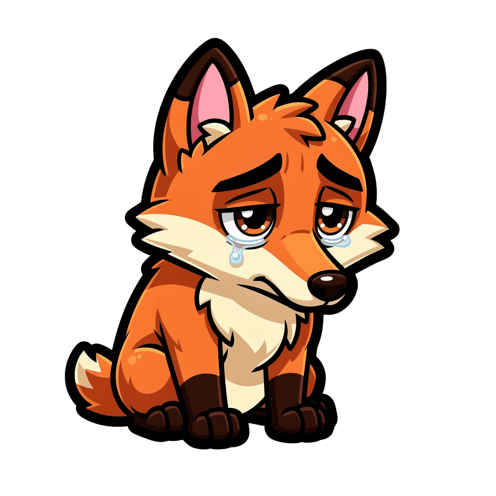 Fox — sad Fox Twitch emote — sad, Cartoon style