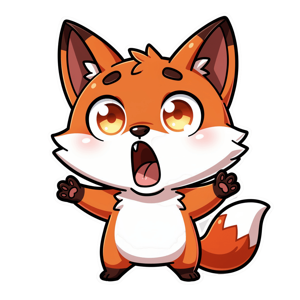 Fox — surprised Fox Twitch emote — surprised, Cartoon style