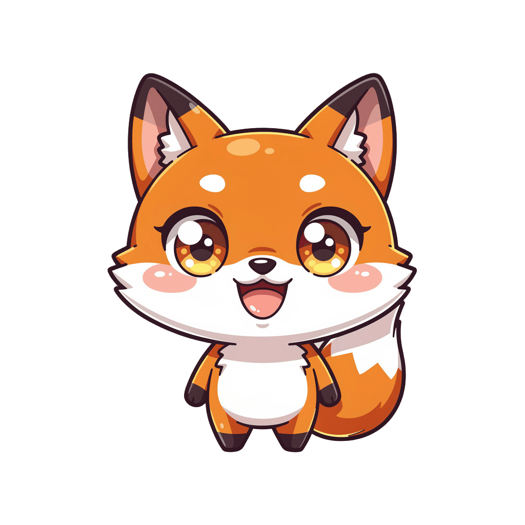 Fox — happy Fox Twitch emote — happy, Chibi style