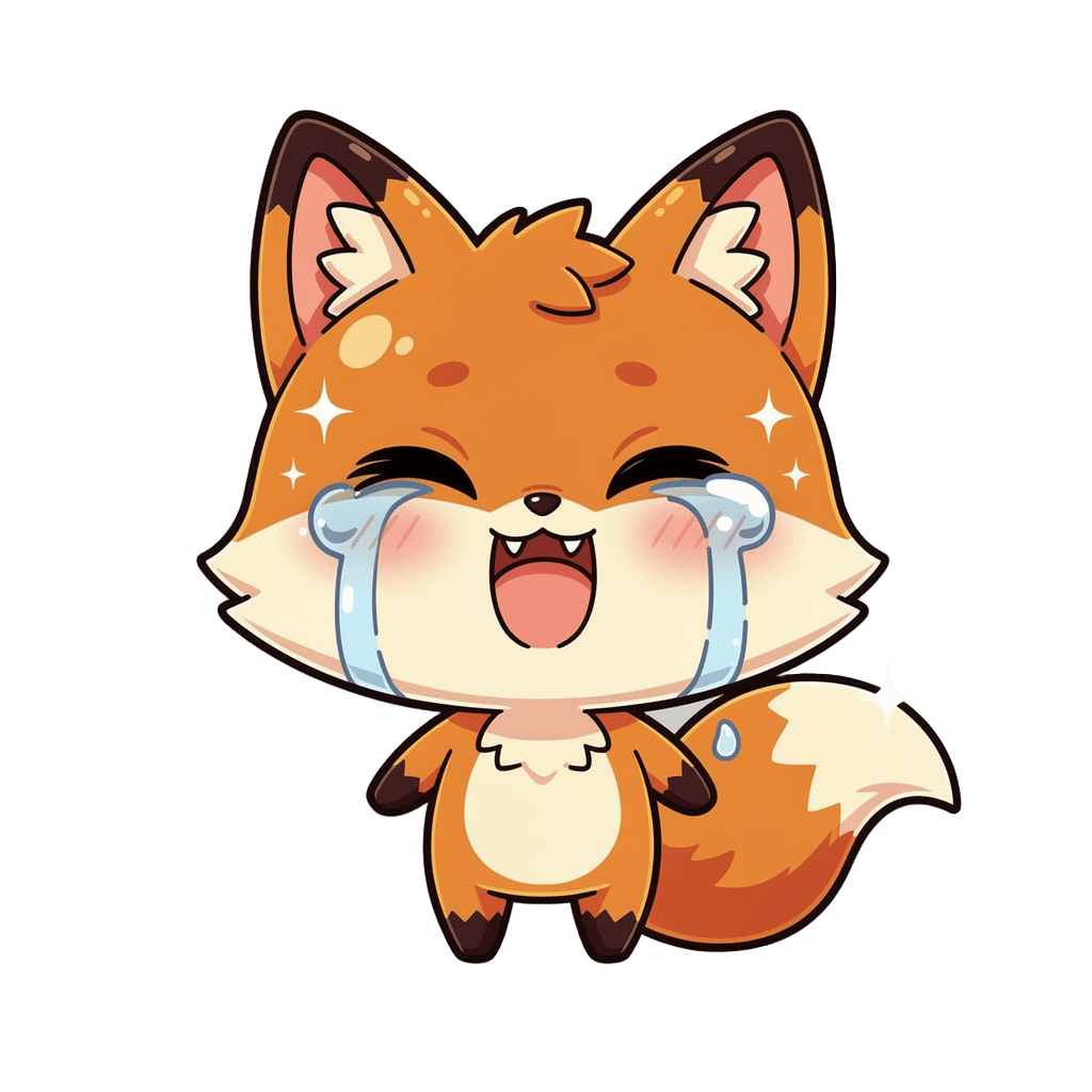 Fox — laughing Fox Twitch emote — laughing, Chibi style