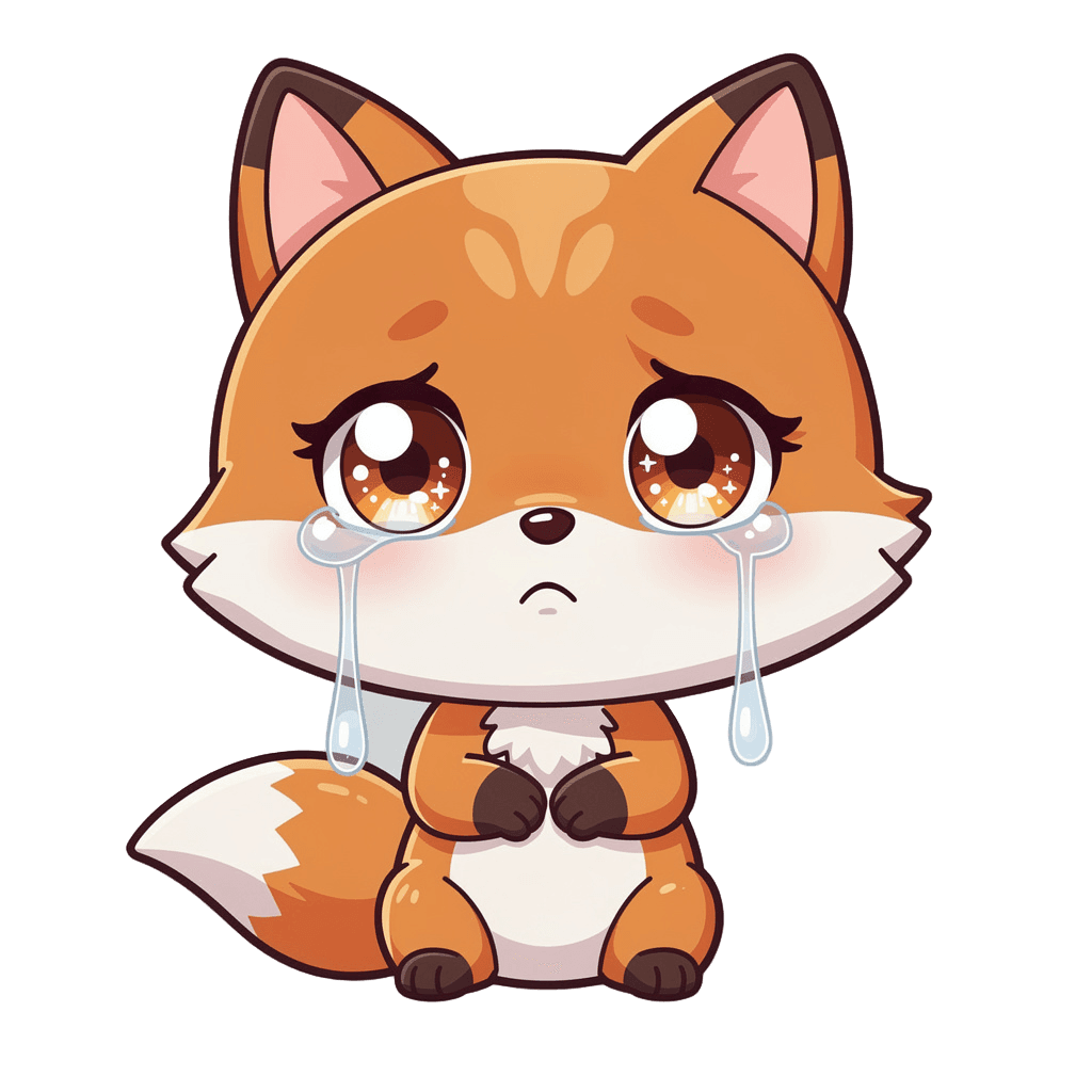 Fox — sad Fox Twitch emote — sad, Chibi style
