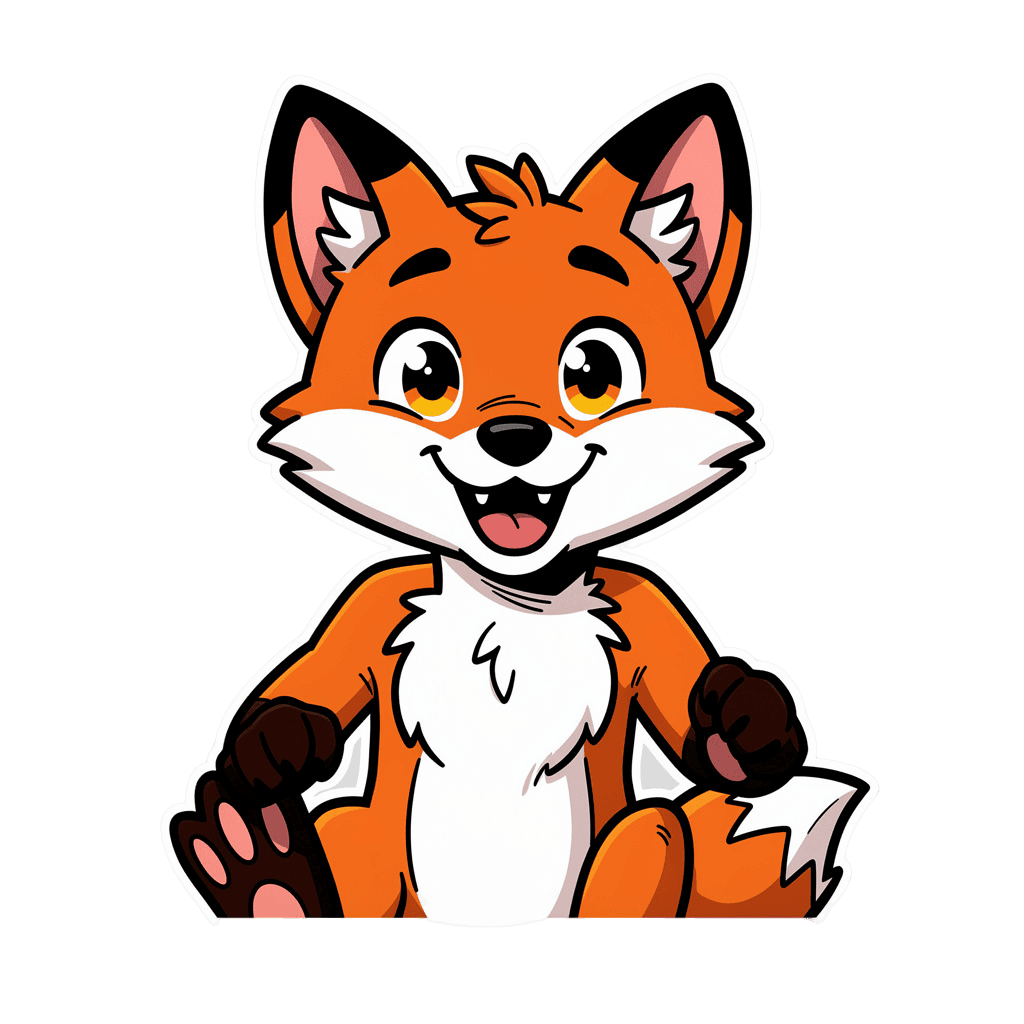 Fox — happy Fox Twitch emote — happy, Comic style