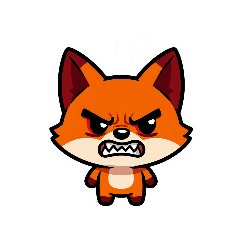 Fox — angry Fox Twitch emote — angry, Sticker style