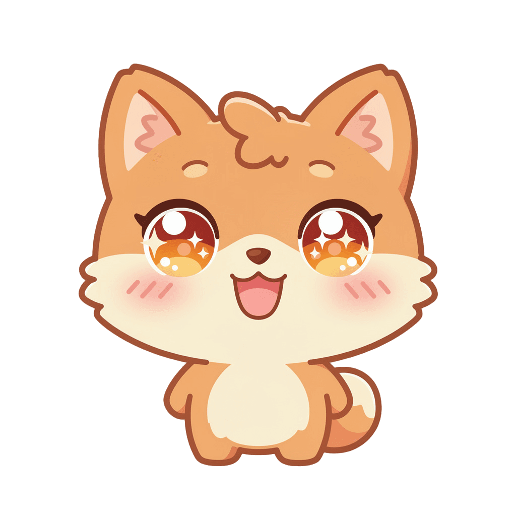 Fox — happy Fox Twitch emote — happy, Kawaii style
