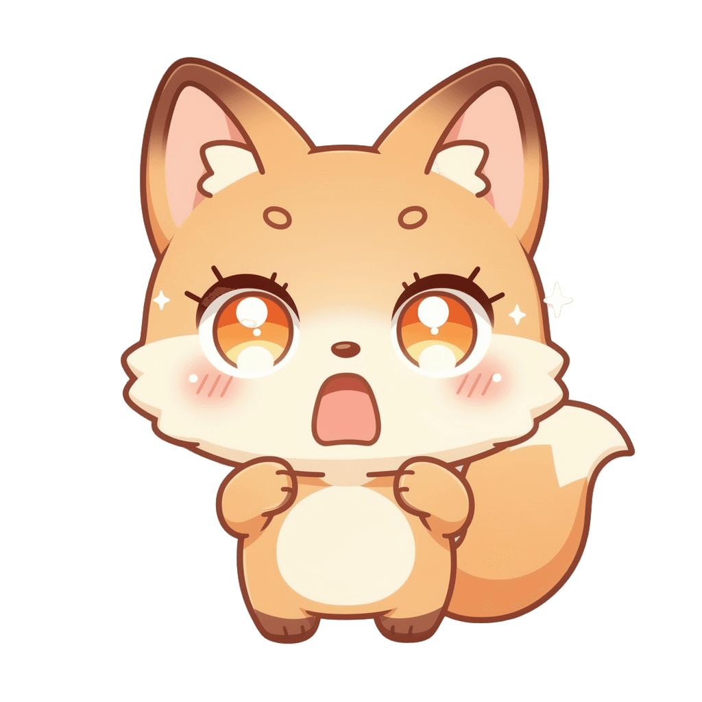 Fox — surprised Fox Twitch emote — surprised, Kawaii style