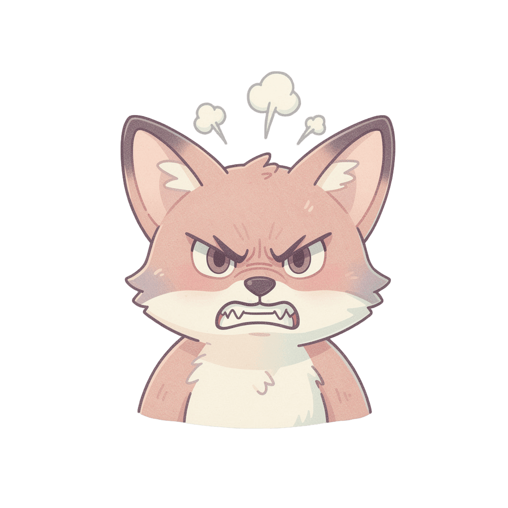 Fox — angry Fox Twitch emote — angry, Pastel style