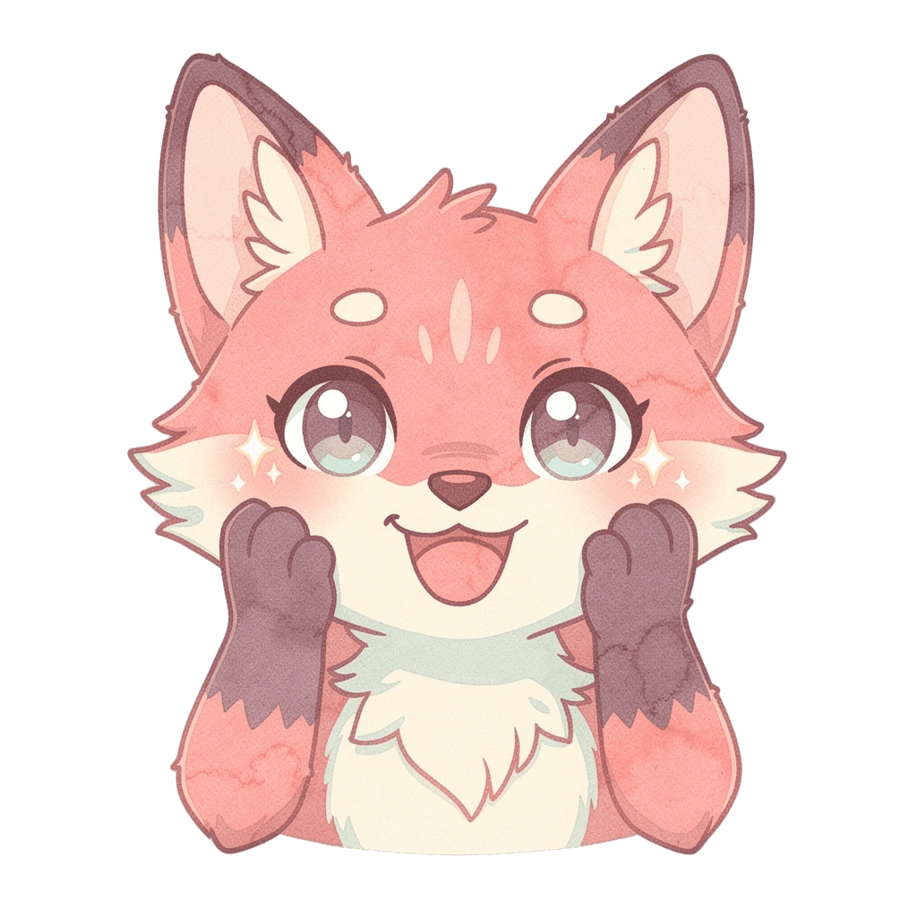 Fox — happy Fox Twitch emote — happy, Pastel style