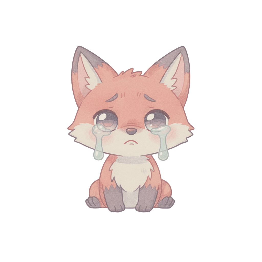 Fox — sad Fox Twitch emote — sad, Pastel style
