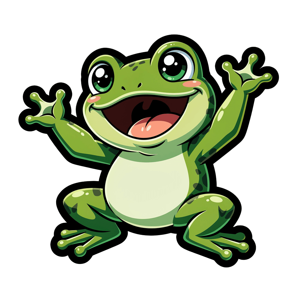Frog — happy Frog Twitch emote — happy, Cartoon style