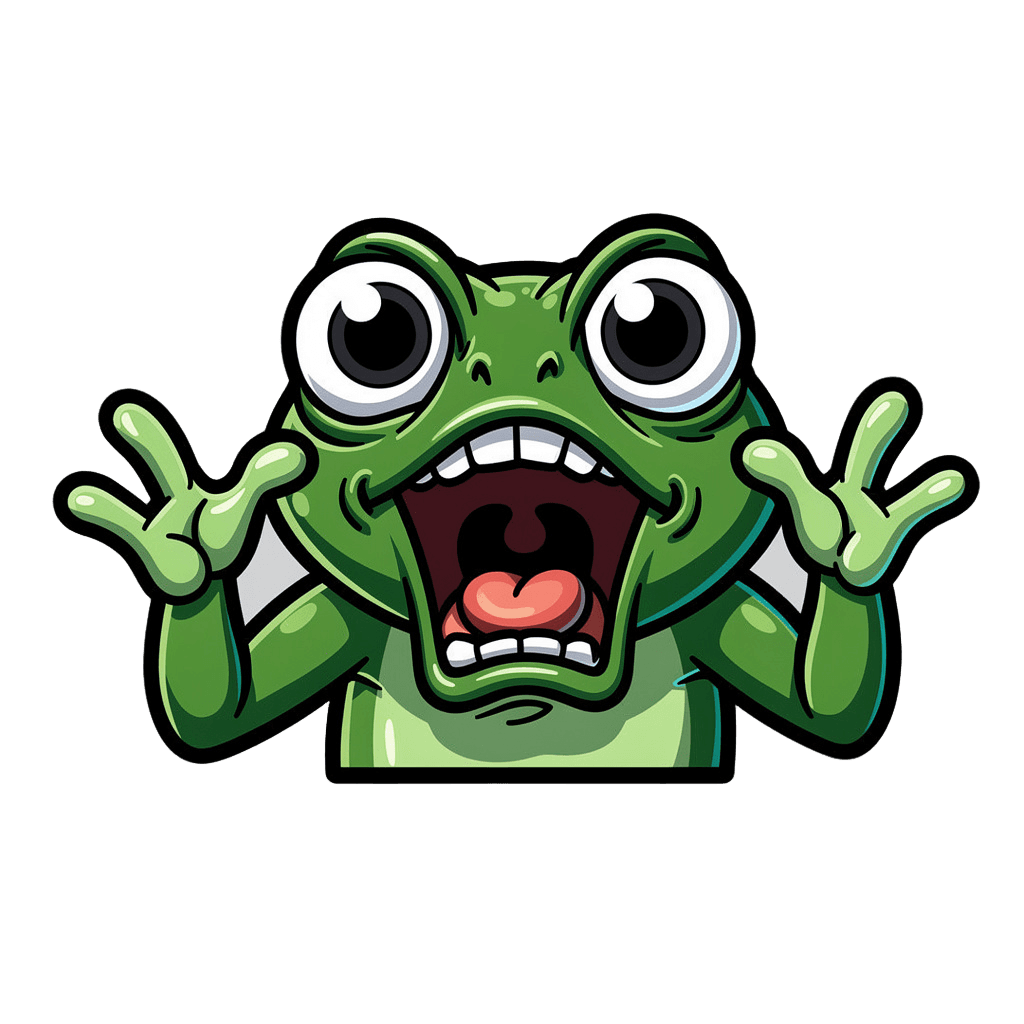Frog — surprised Frog Twitch emote — surprised, Cartoon style