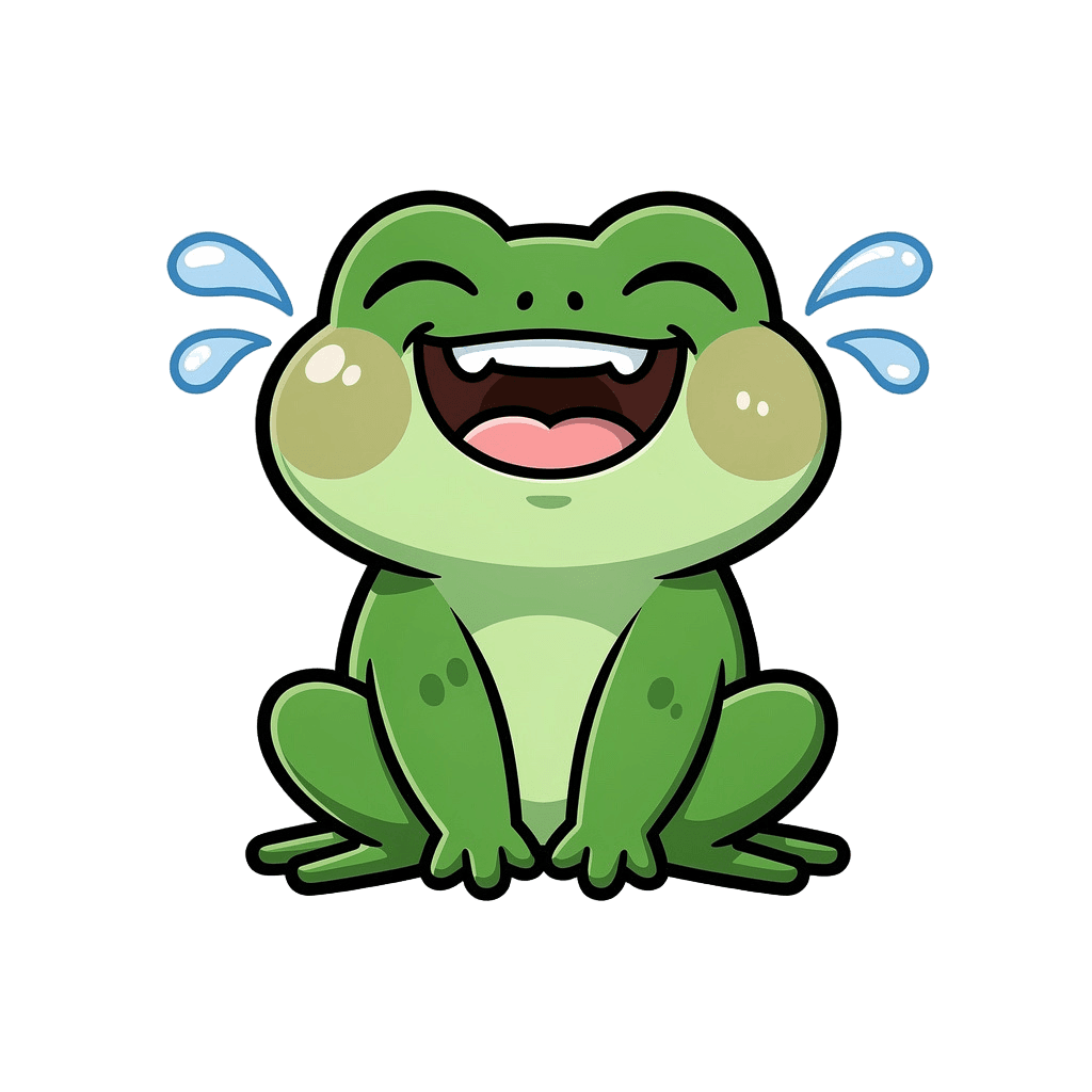 Frog — laughing Frog Twitch emote — laughing, Sticker style